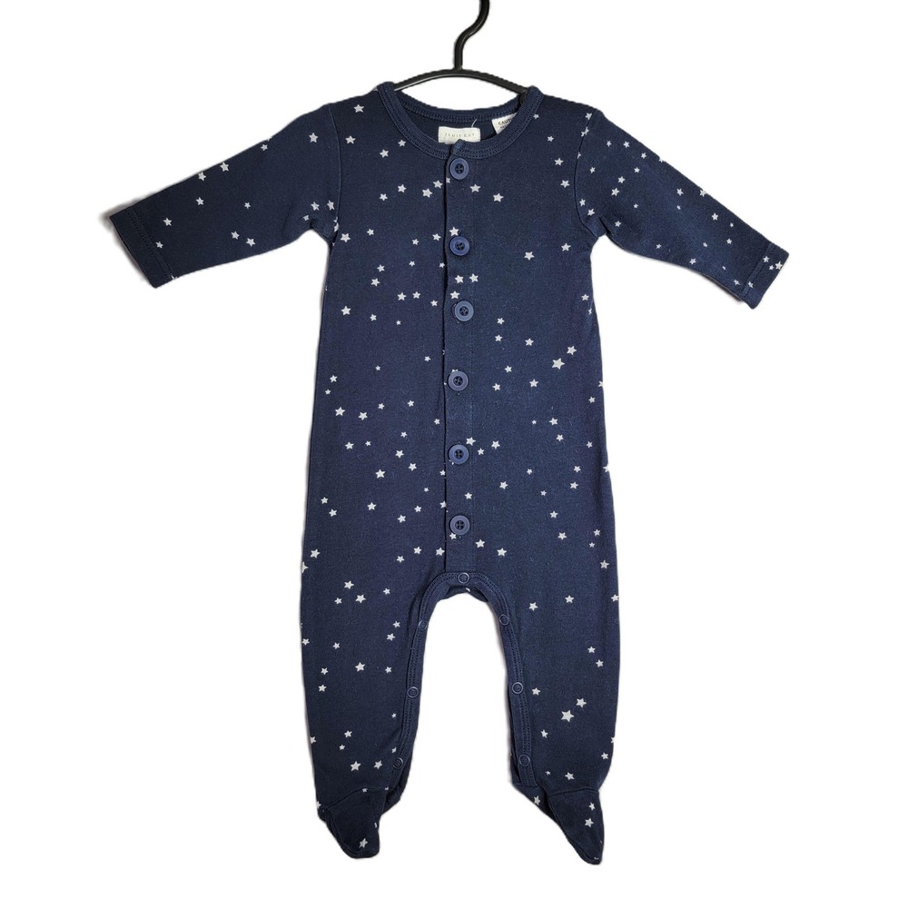 Jamie Kay Navy Blue Star Print Organic Cotton Footed Pajamas 0-3 Months Baby